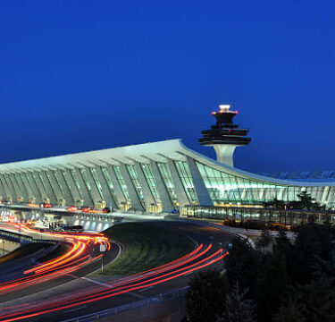Washington Dulles International Airport, symbolizing global pet shipping services